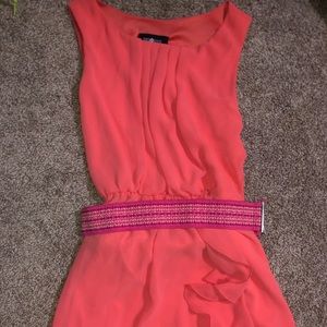 coral ruffle dress